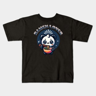 Cute Panda Eating Ramen Kids T-Shirt